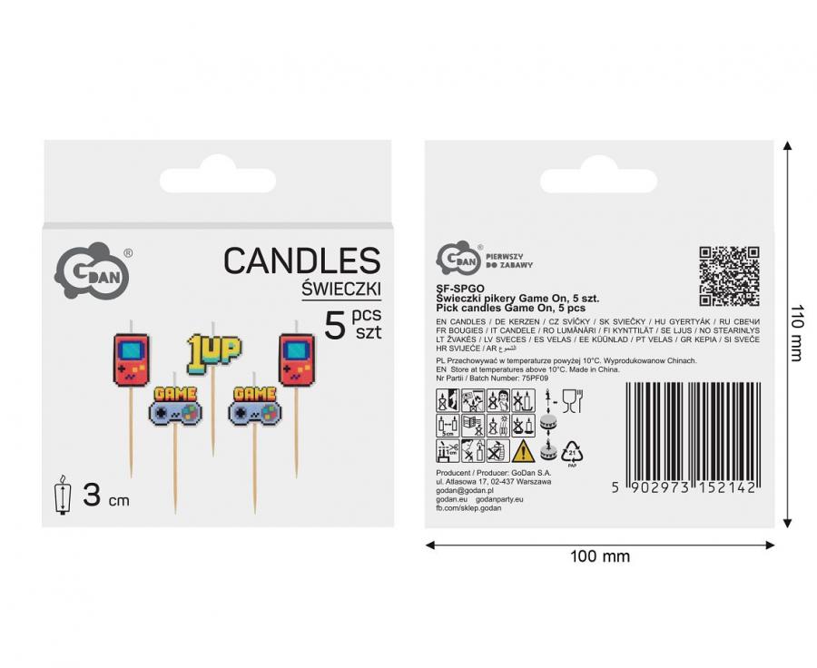 Świeczki Pikery Game On, 6cm