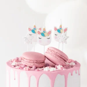 Świeczki białe jednorożec 5 szt