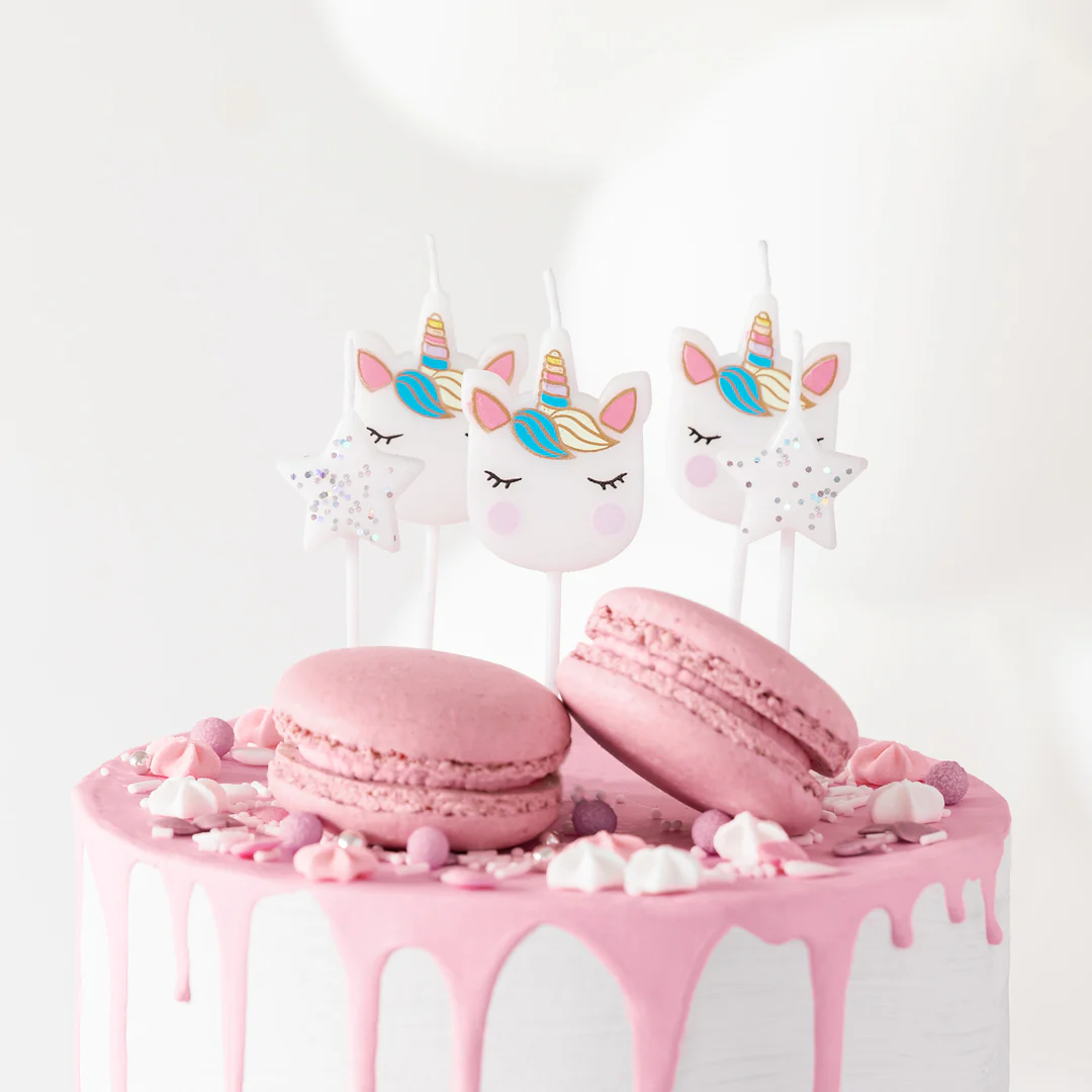 Świeczki białe jednorożec 5 szt