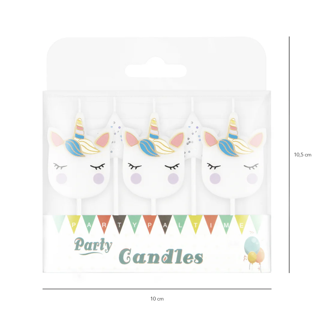 Świeczki białe jednorożec 5 sztuk