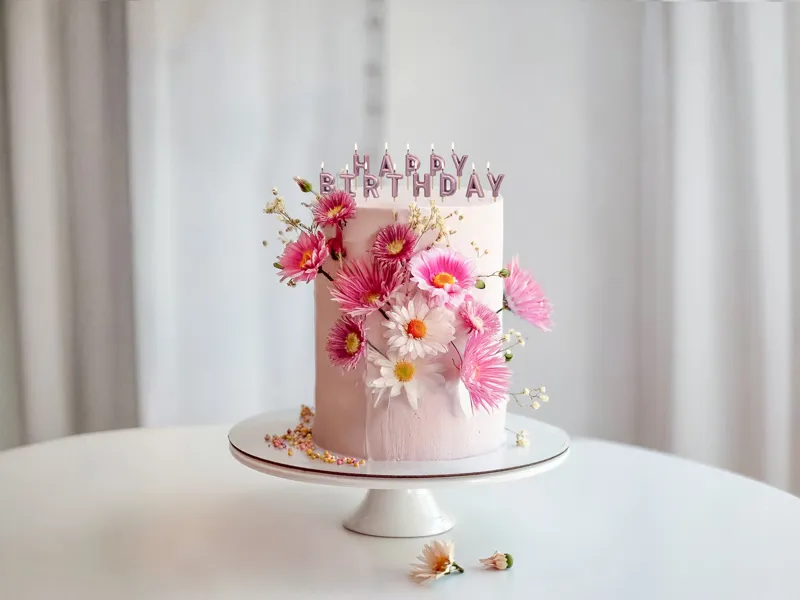 Świeczki urodzinowe Happy Birthday 2.5 cm różowe złoto