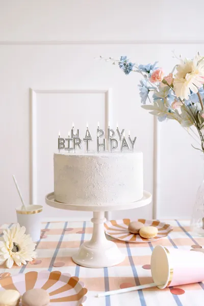 Świeczki urodzinowe Happy Birthday 2.5 cm srebrny