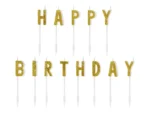 Świeczki urodzinowe Happy Birthday, złoty, 2,5 cm