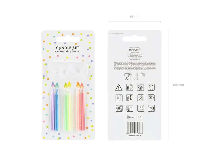 Świeczki urodzinowe Kolorowe Płomienie, mix