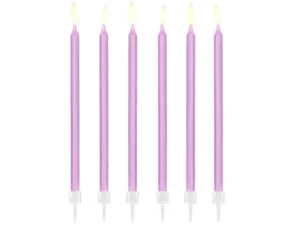 Świeczki urodzinowe gładkie, jasny liliowy, 14cm