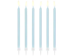 Świeczki urodzinowe gładkie jasny niebieski 14 cm