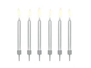 Świeczki urodzinowe gładkie srebrny 6 cm