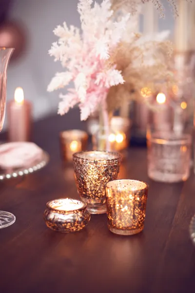 Świecznik różowe złoto, 3 cm