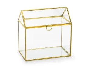 Szklane pudełko na koperty złoty 13x21x21cm