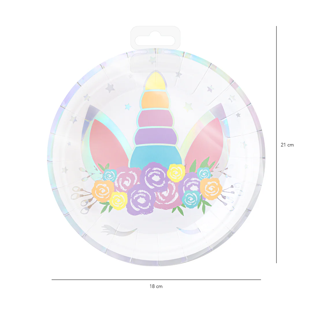 Talerzyk papierowy Jednorożec 18cm