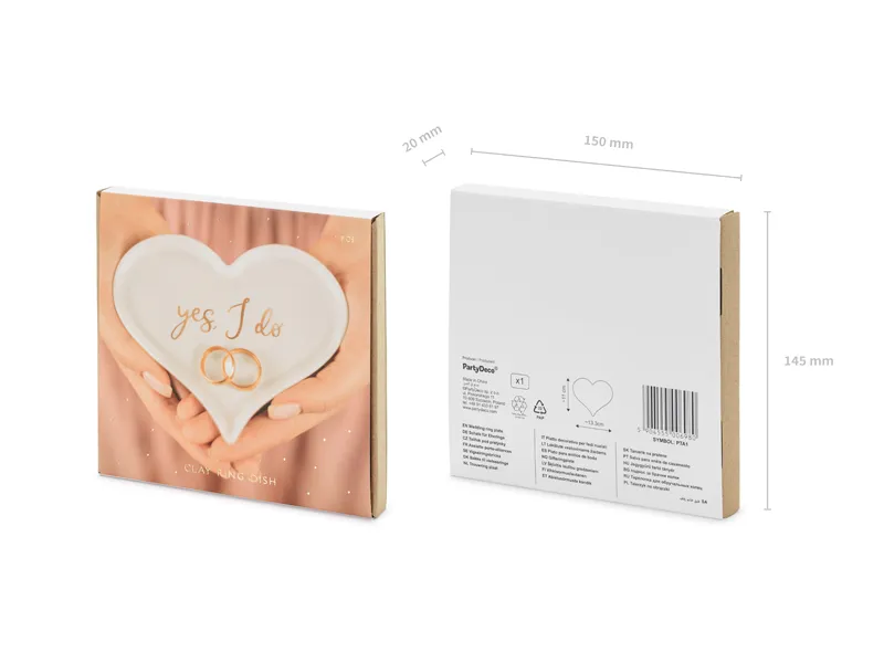 Talerzyk porcelanowy na obrączki, Serce 13.3x10.8 cm