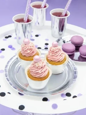 Talerzyki okrągłe srebrny 23cm