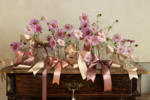 Tasiemka satynowa brudny róż 25mm/25m 1