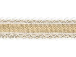 Taśma jutowa z koronką 4x500cm