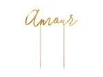 Topper na tort Amour złoty 22.5 cm