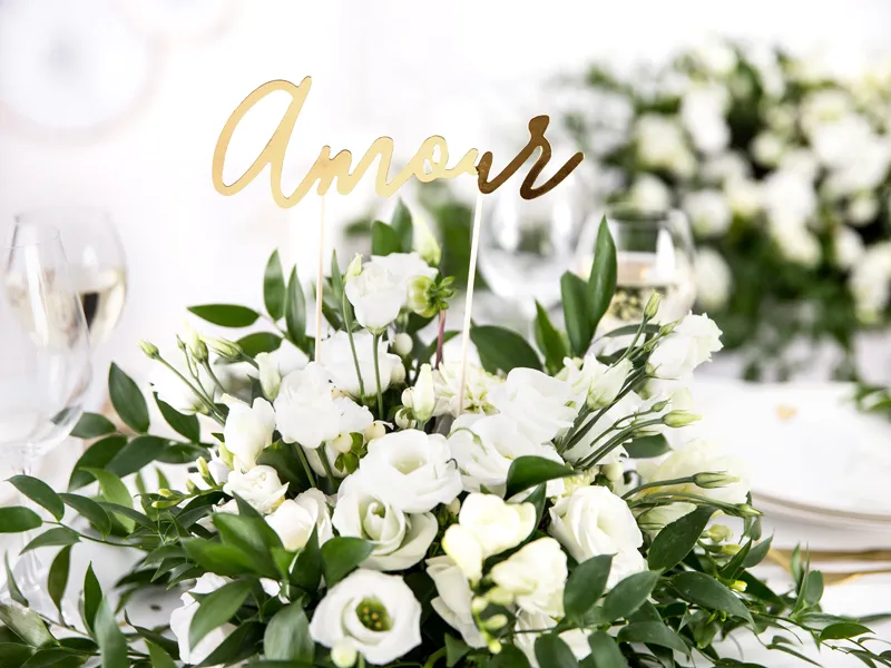 Topper na tort Amour złoty, 22.5 cm