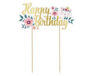 Topper na tort Kotek Happy Birthday 15x19 cm
