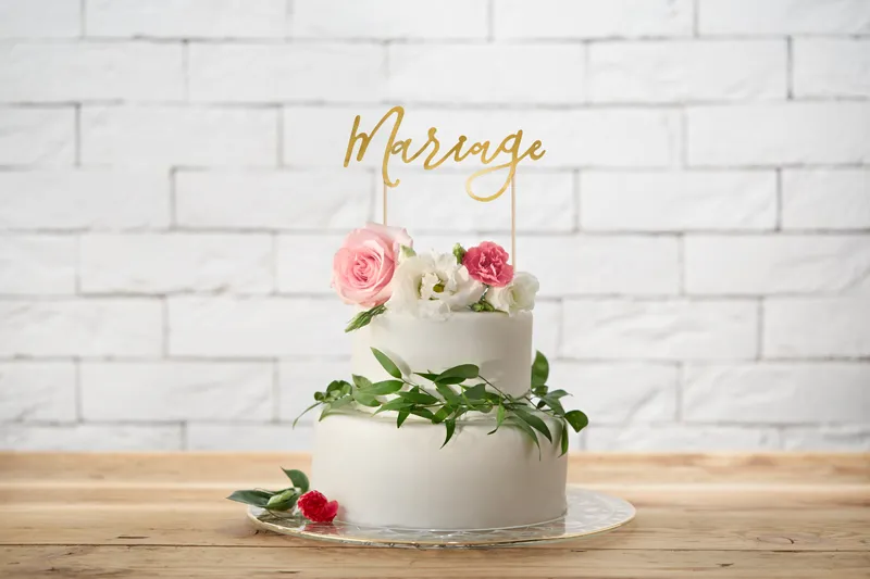 Topper na tort Mariage złoty 22.5cm