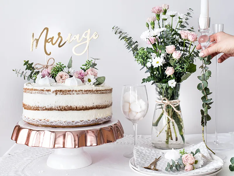 Topper na tort Mariage złoty, 22.5 cm