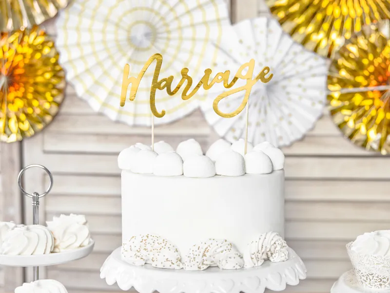 Topper na tort Mariage złoty, 22.5cm