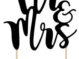Topper na tort Mr&Mrs 25.5cm czarny