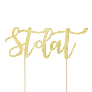 Topper na tort Sto lat brokatowy złoty