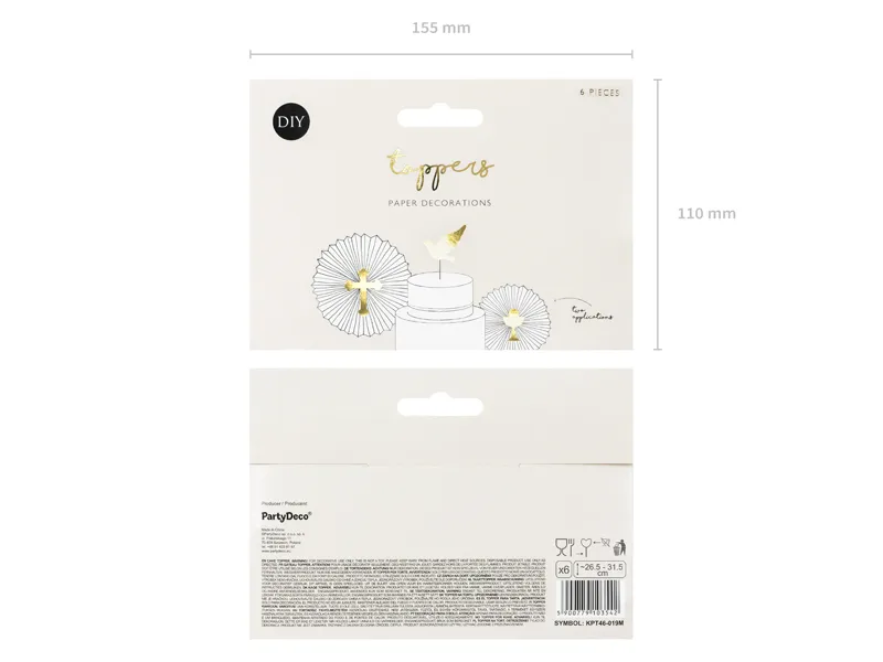 Toppery na tort - I Komunia Święta złoty 31.5cm