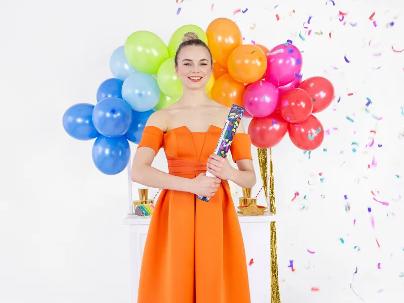 Tuba z konfetti i serpentynami, mix 40cm