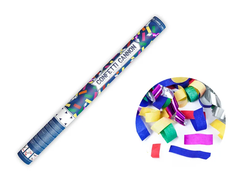 Tuba z konfetti i serpentynami mix 60 cm