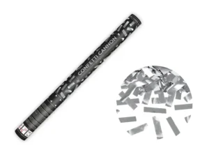 Tuba z konfetti srebrny 60 cm