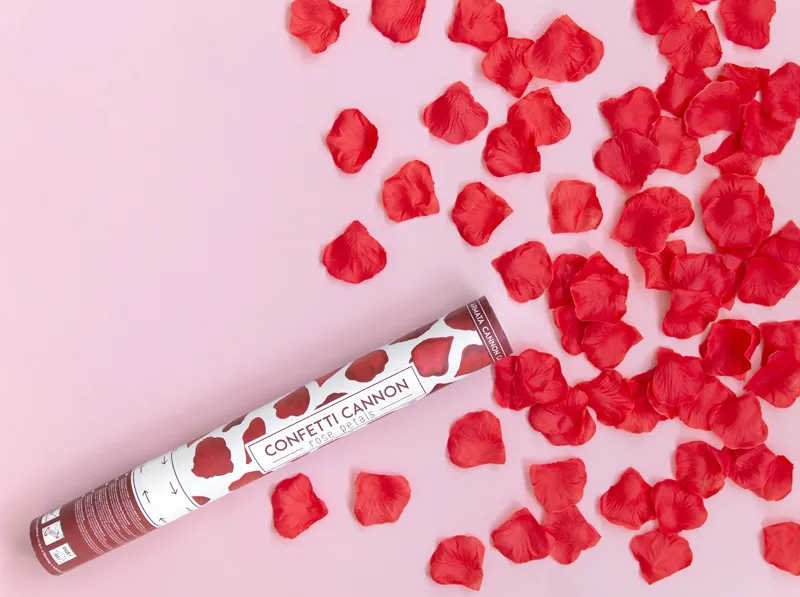 Tuba z płatkami róż, bordo 40cm