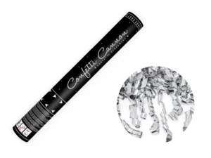 Tuba z serpentynami srebrny 40 cm