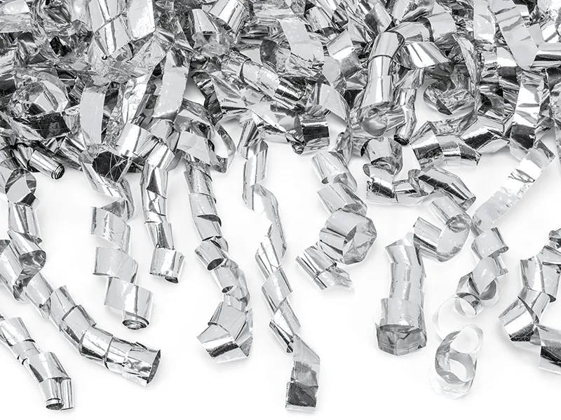 Tuba z serpentynami srebrny 80cm