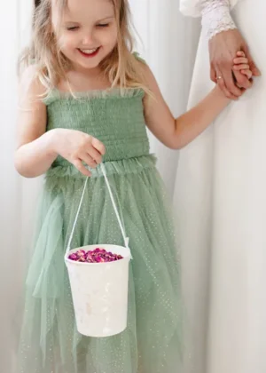 Wiaderko na płatki do sypania wysokość ok. 13 cm biały