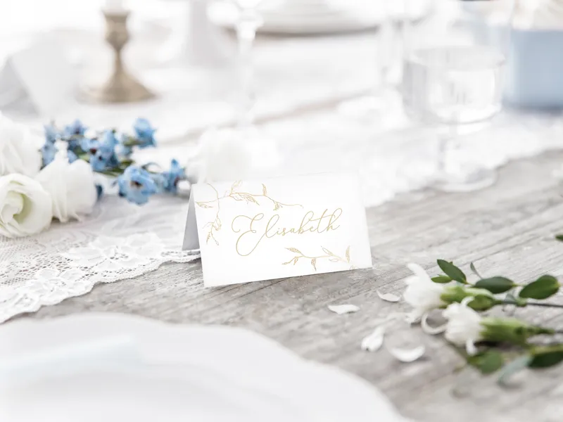 Wizytówki na stół Gałązki złote 9.5x5.5cm