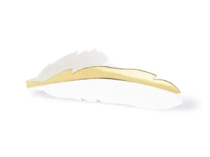 Wizytówki na stół Piórko złote 10.5x3 cm