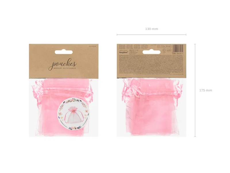 Woreczki z organzy różowy 10cm
