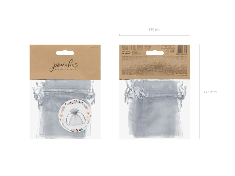 Woreczki z organzy srebrny 10cm