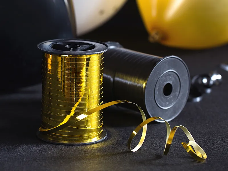 Wstążka plastikowa złoty 5mm/225m 1