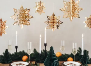 Zawieszki dekoracyjne Śnieżynki złoty 15-25 cm