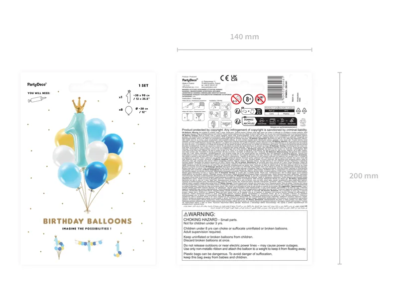 Zestaw balonów Roczek niebieski