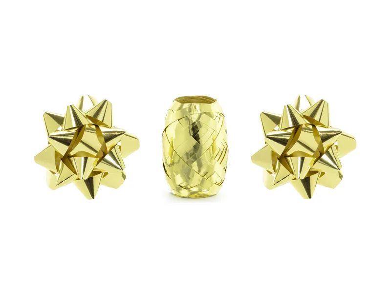 Zestaw wstążek i rozetek złoty mix