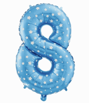 Balon foliowy Cyfra ''8'' 64 cm niebieski w serduszka