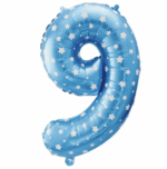 Balon foliowy Cyfra ''9'' 64 cm niebieski w serduszka