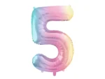 Balon foliowy Cyfra ''5'' 86 cm pastelowy tęczowy