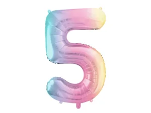 Balon foliowy Cyfra ''5'' 86 cm pastelowy tęczowy