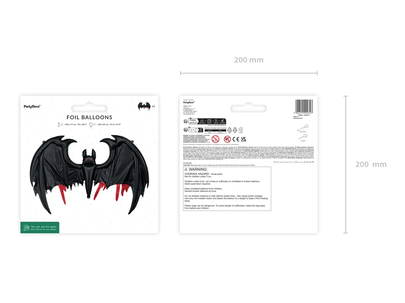 Balon foliowy Nietoperz, 120x81 cm, czarny 3