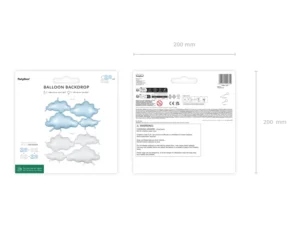 Balon foliowy tło dwustronne Chmurki, 99x52 cm, biało-jasno niebieski 2