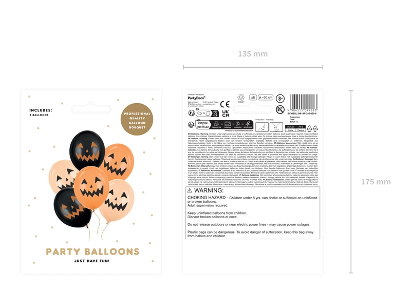 Balony 30 cm, Dynie, mix (1 op. 6 szt.) 3