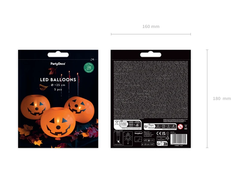 Balony świecące Dynie, 25cm (1 op. 5 szt.) 6